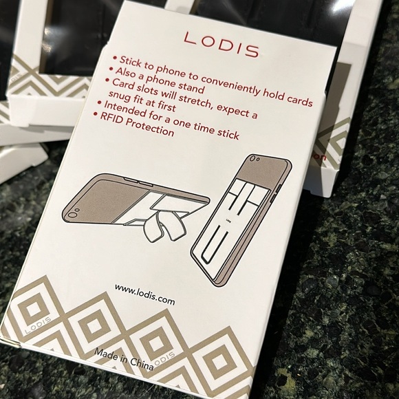 Lot of 5 LODIS adhesive tech card case holders cell phone RFID leather NEW - Picture 3 of 11